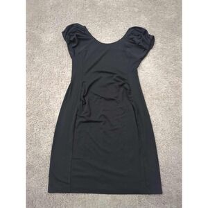 Gap Maternity Dress Womens Medium Black Puffed Short Sleeve Knee Length